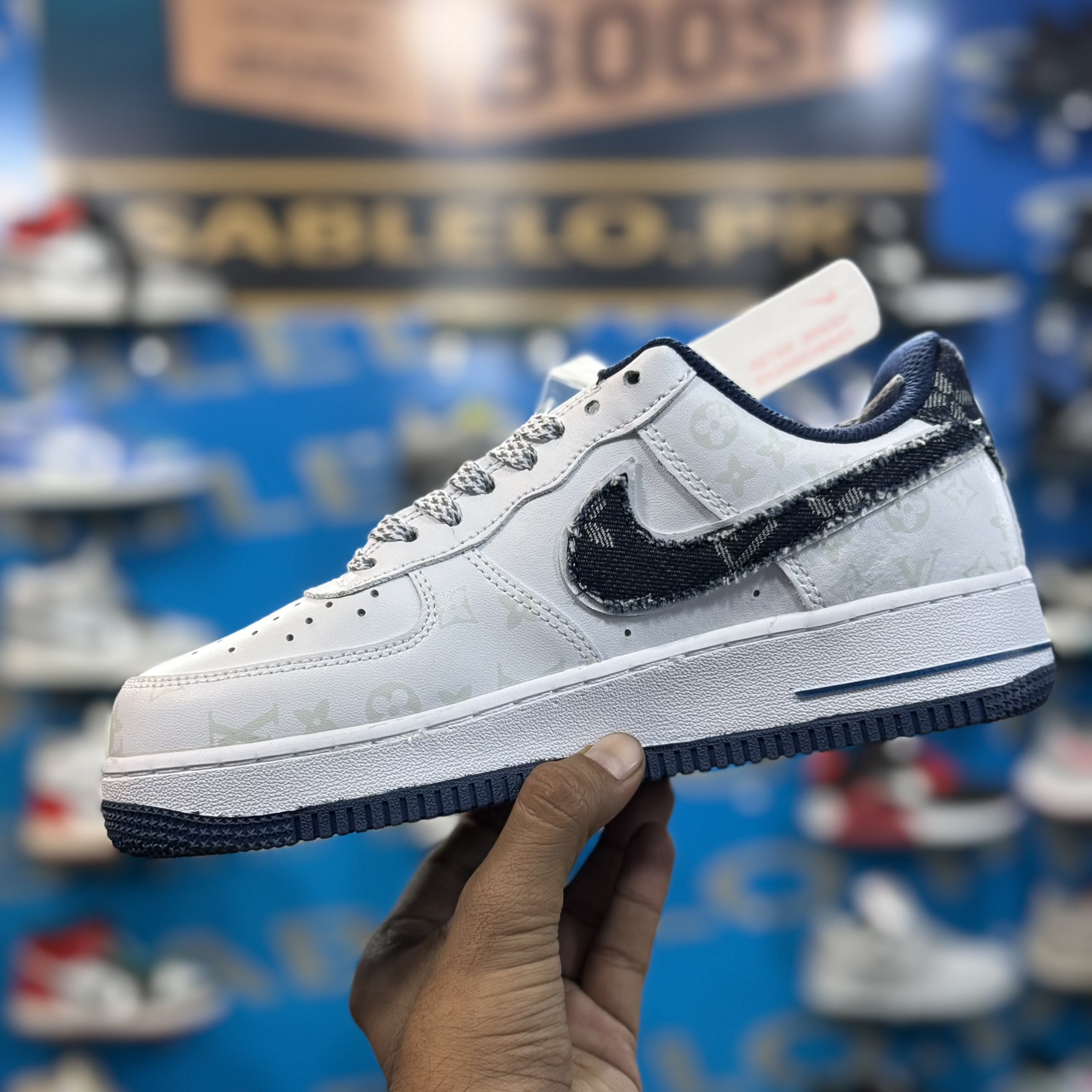 Nike Airforce 1 White Blue LV Edition Premium Quality (Dot Perfect)