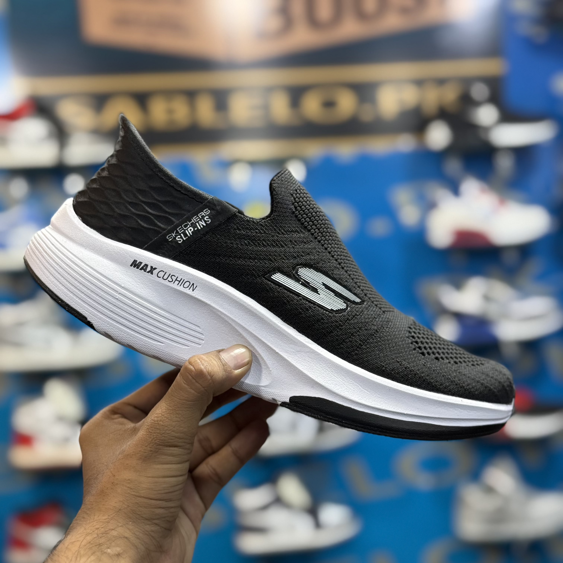 Skechers Slip Ins Max Cushion Black White