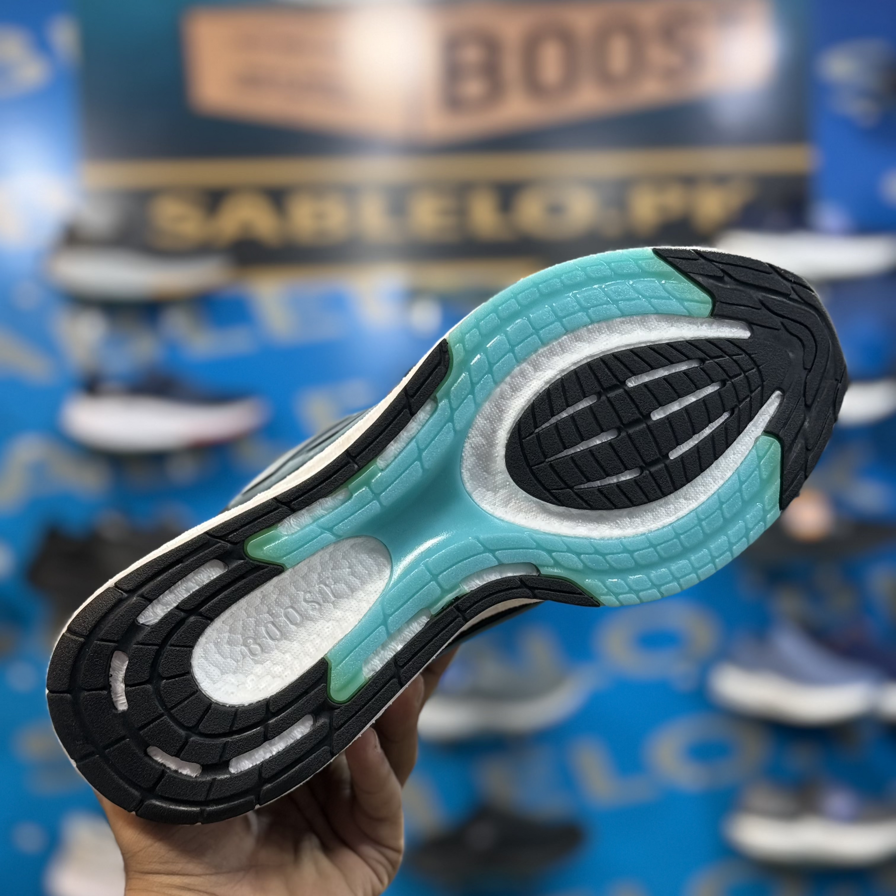 Adidas PureBoost 22 Black White Blue Premium Quality (Dot Perfect)
