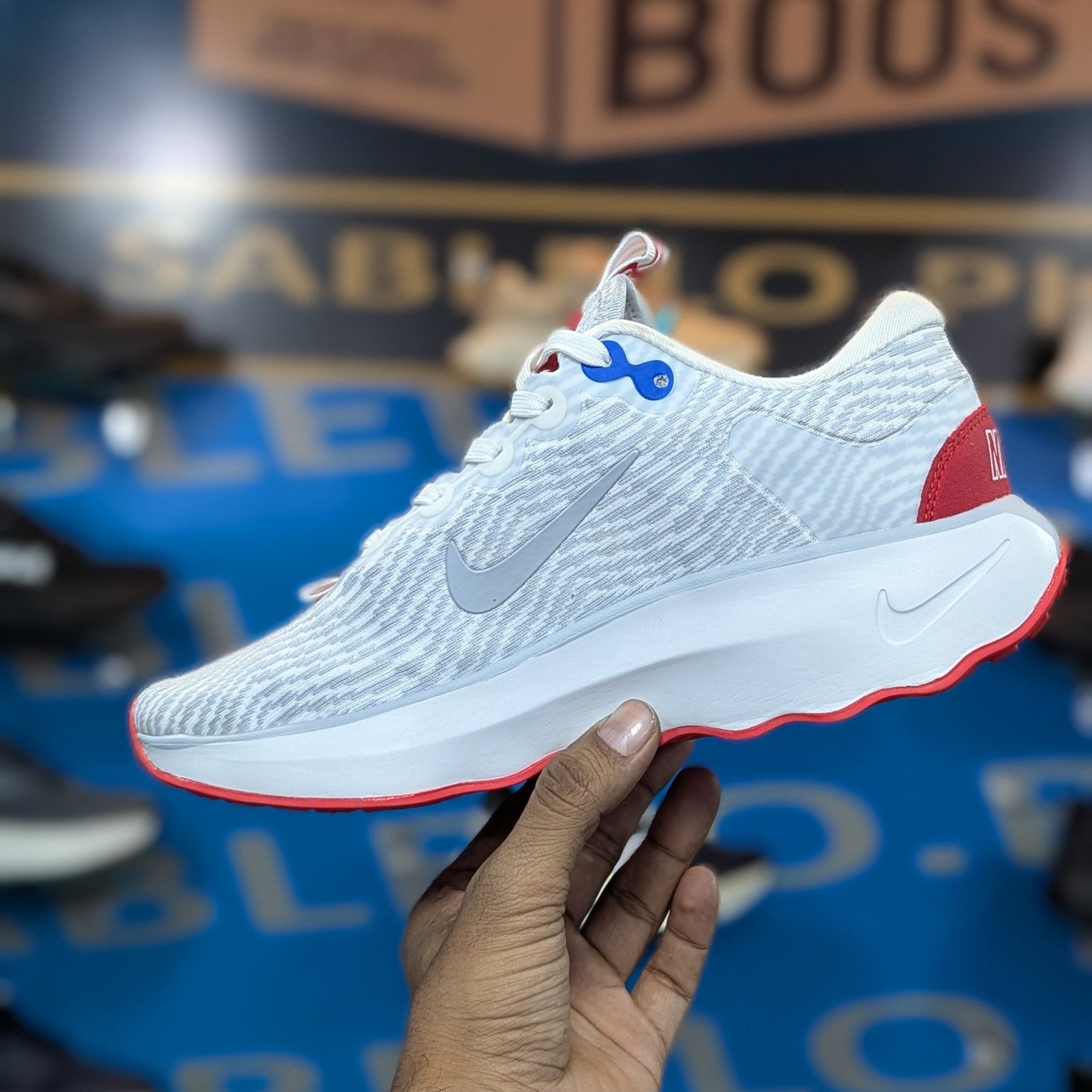 Nike Motiva White Red Premium Quality (Dot Perfect)