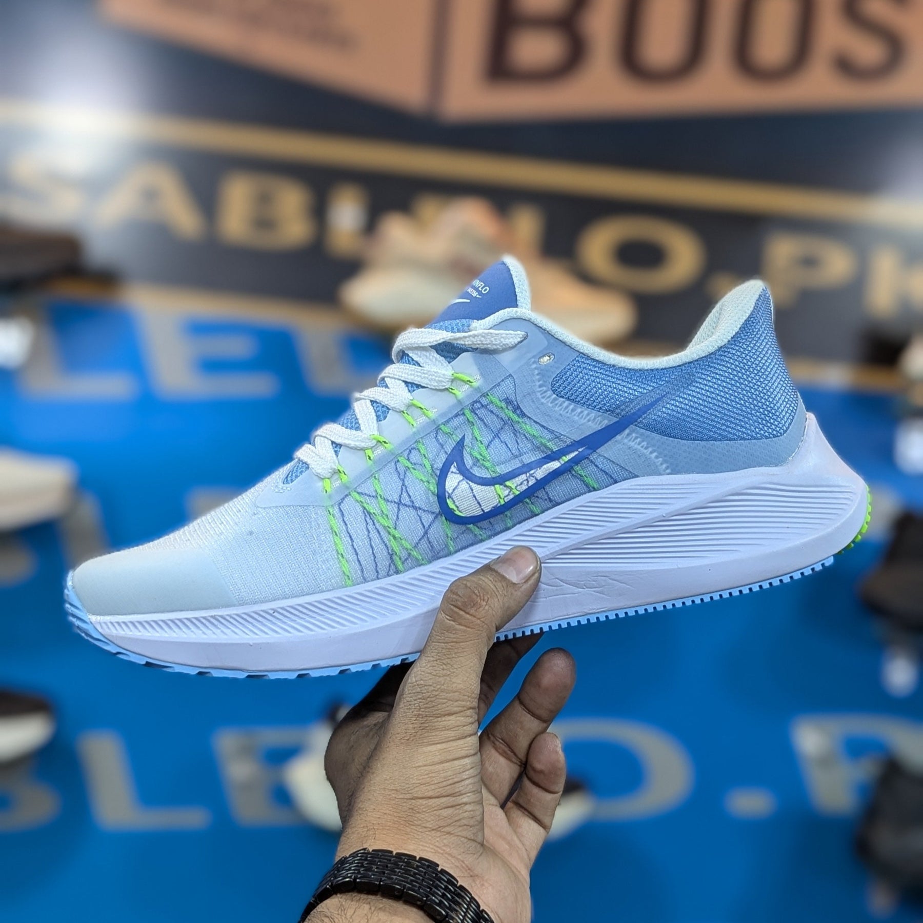 Nike Zoom  Winflo 8 White Blue Premium Quality (Dot Perfect)