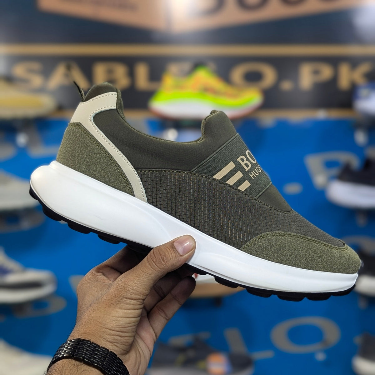 Hugo Boss Sneakers Army Green Fashion Sneakers Premium Quality