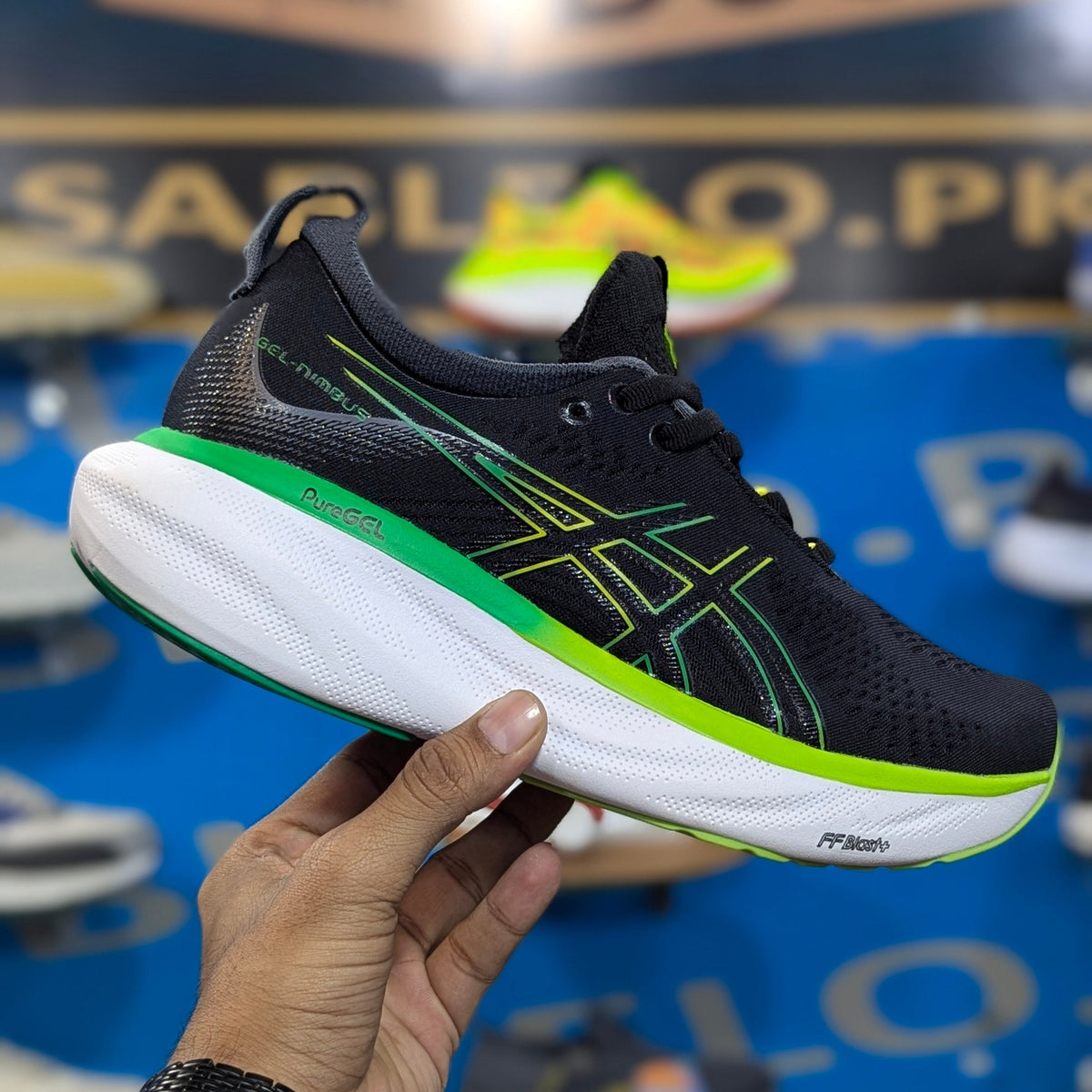 Asics - GEL-NIMBUS 25 Black Green Premium Quality (Dot Perfect)