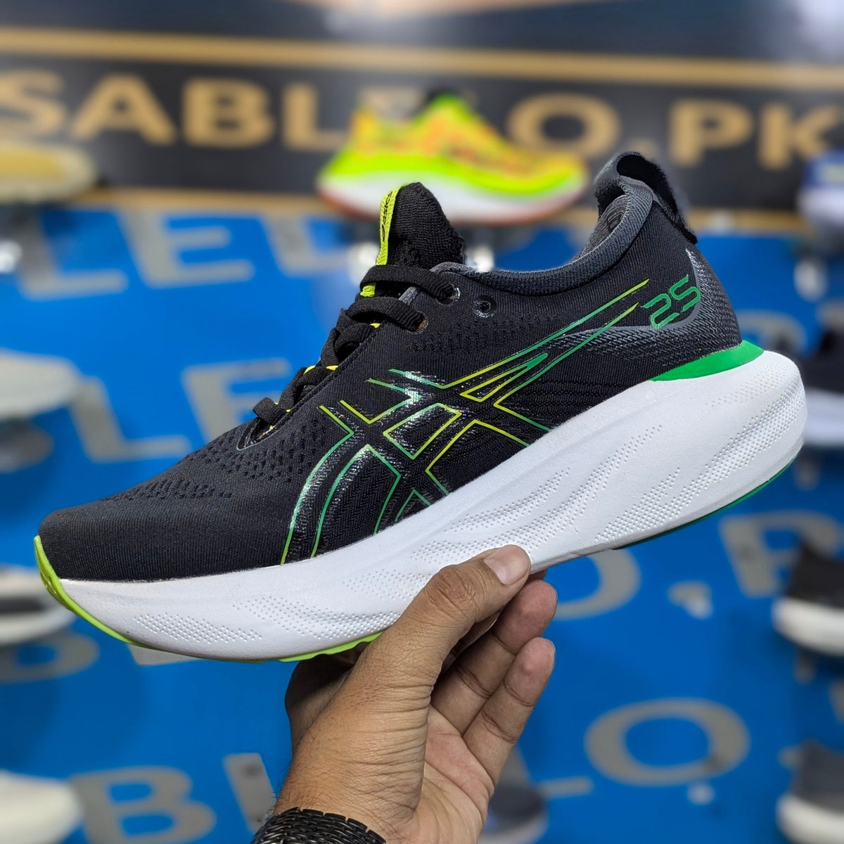 Asics - GEL-NIMBUS 25 Black Green Premium Quality (Dot Perfect)