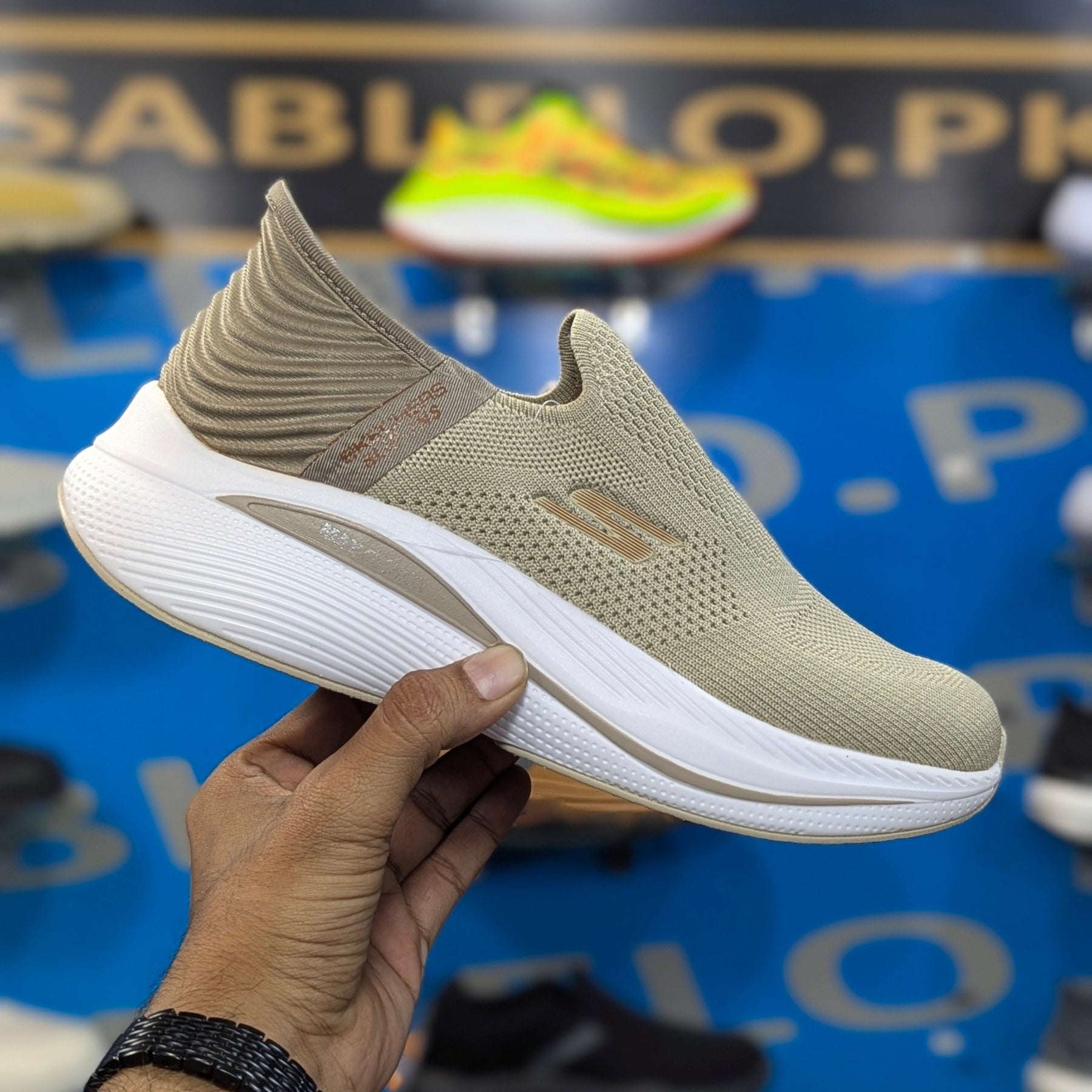 Skechers Go-walk Slip Ins Khaki Premium Quality (Dot Perfect)