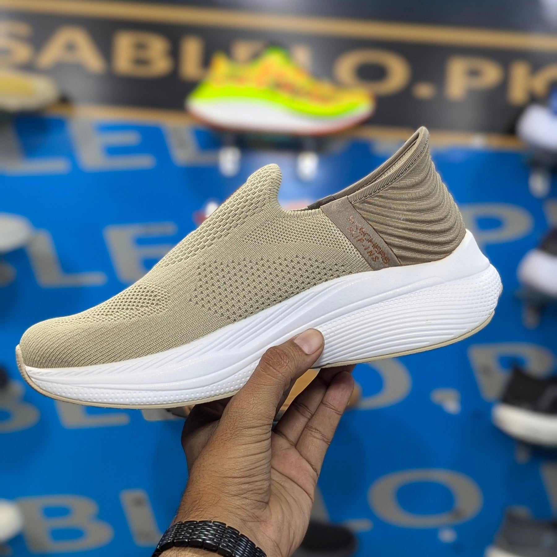 Skechers Go-walk Slip Ins Khaki Premium Quality (Dot Perfect)