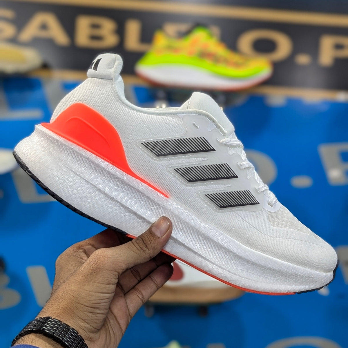 Adidas UltraRun 5 White Orange Premium Quality (Dot Perfect)