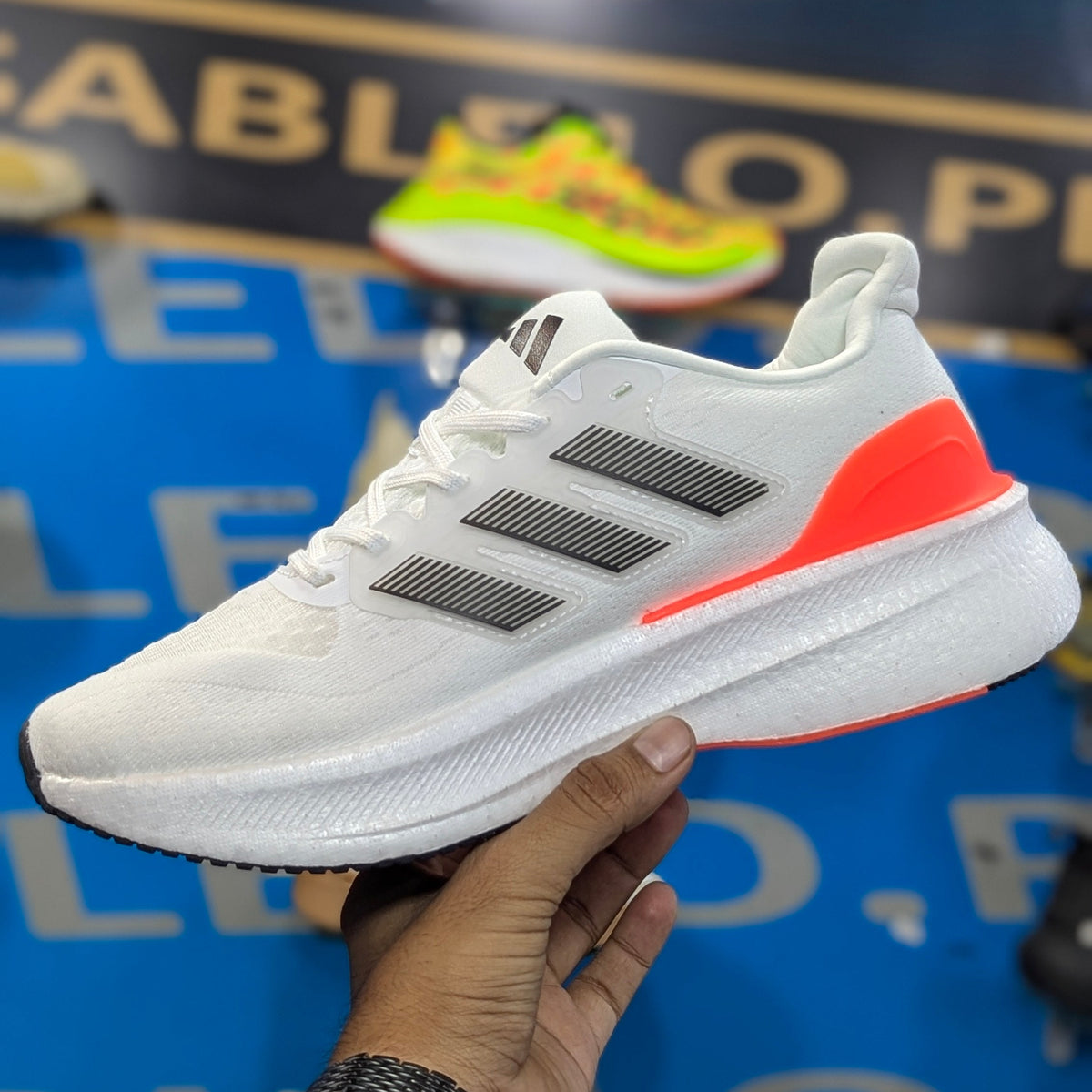 Adidas UltraRun 5 White Orange Premium Quality (Dot Perfect)