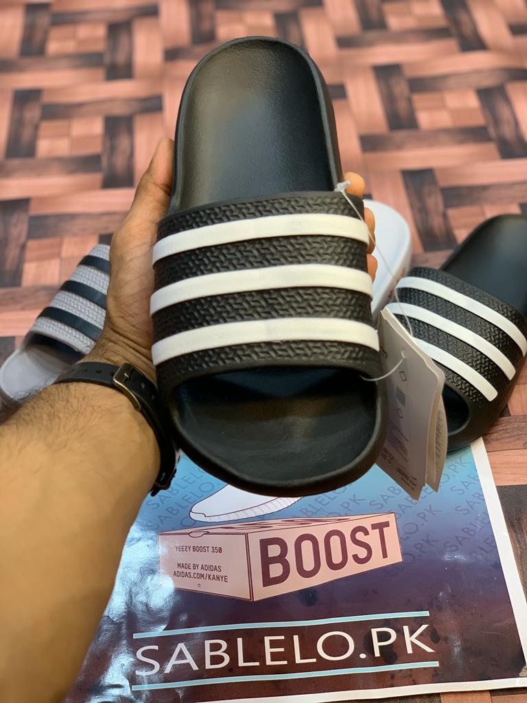 One Peice Adidas Slippers Black/White