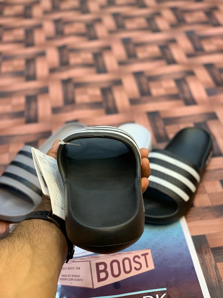 One Peice Adidas Slippers Black/White