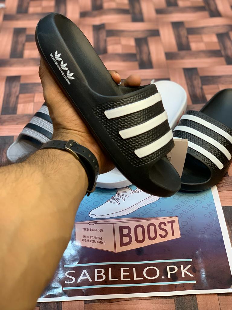 One Peice Adidas Slippers Black/White