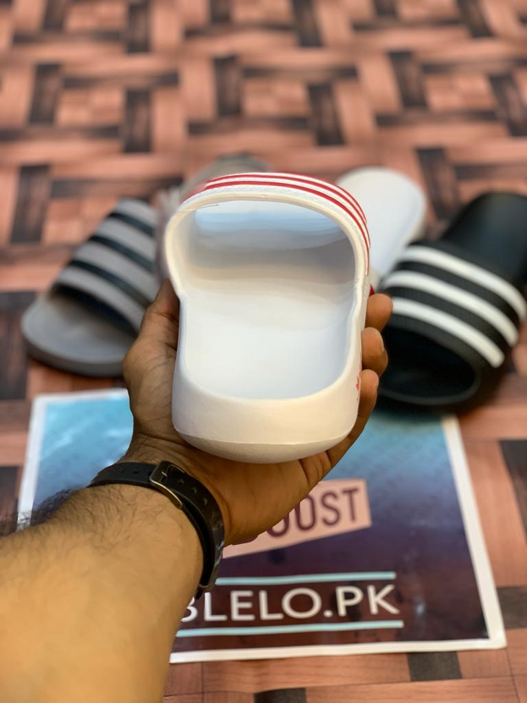 One Piece Adidas Slippers White Red