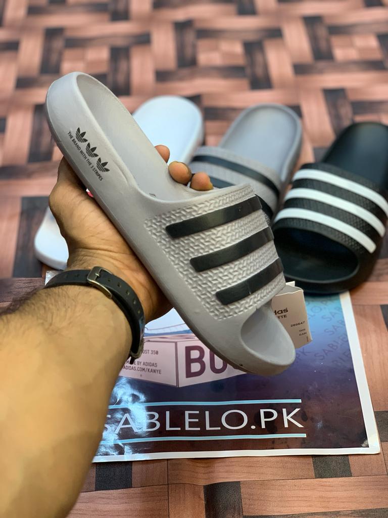 One Peice Adidas Slippers Gray Black