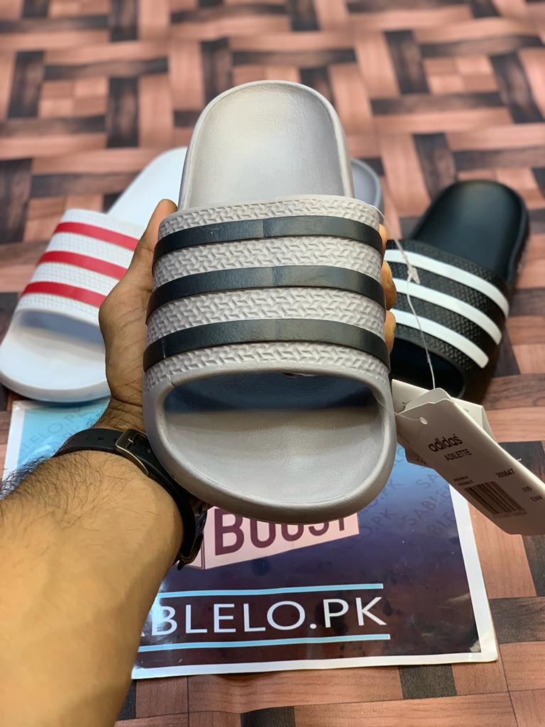 One Peice Adidas Slippers Gray Black