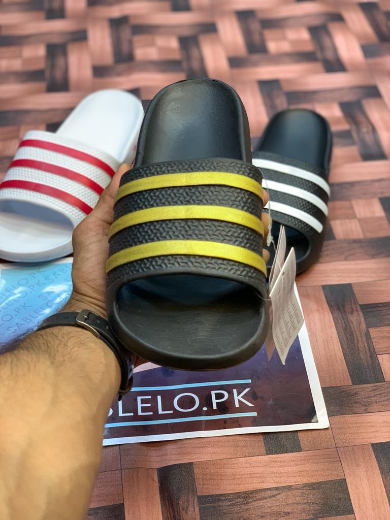 One Peice Adidas Slippers Black Gold