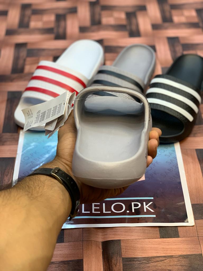 One Peice Adidas Slippers Gray Black