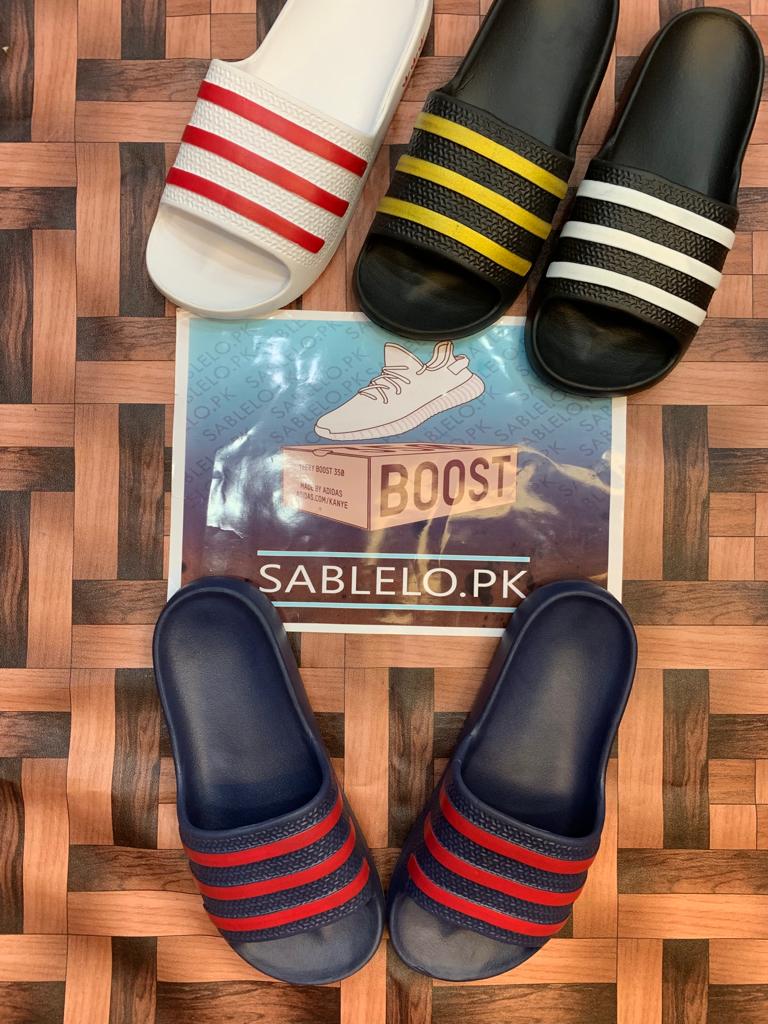 One Peice Adidas Slippers Blue Red