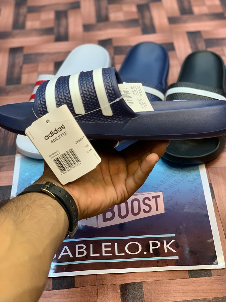 One Peice Adidas Slippers Blue White