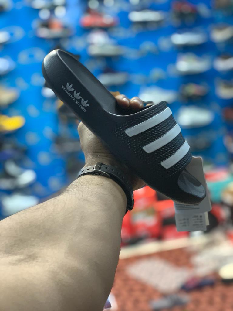 One Peice Adidas Slippers Black/White