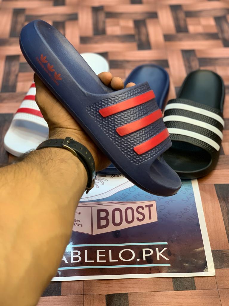 One Peice Adidas Slippers Blue Red