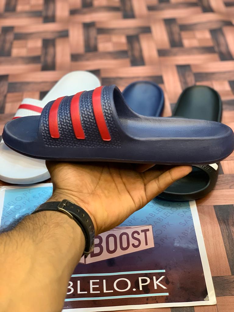 One Peice Adidas Slippers Blue Red