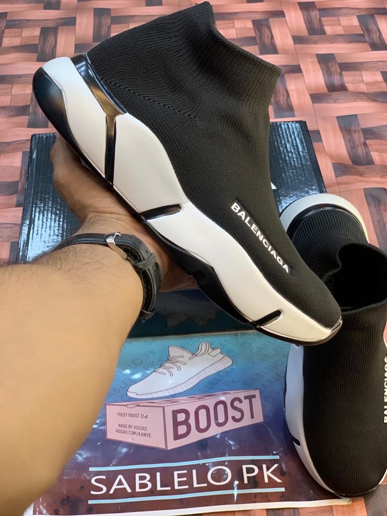 Balenciaga Speed Trainer Half Black/White - Premium Shoes from Sablelo.pk - Just Rs.5999! Shop now at Sablelo.pk