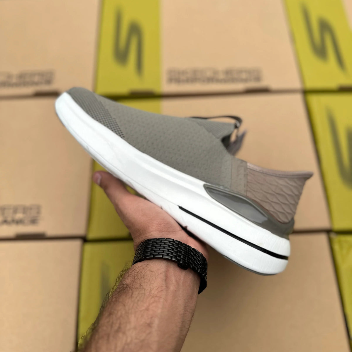 Skechers Hyper Burst Slip Ins With Logo Khaki
