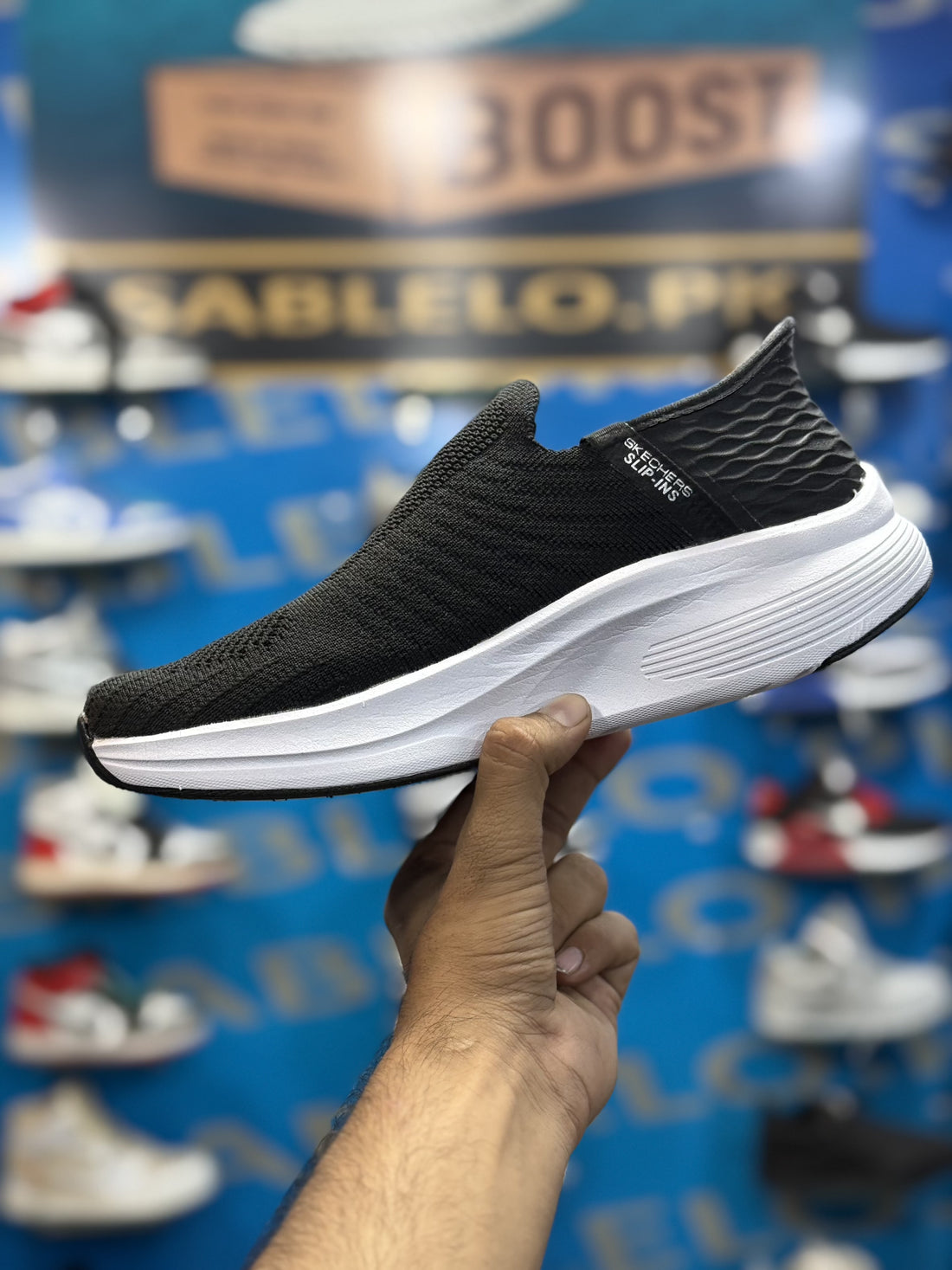 Skechers Slip Ins Max Cushion Black White