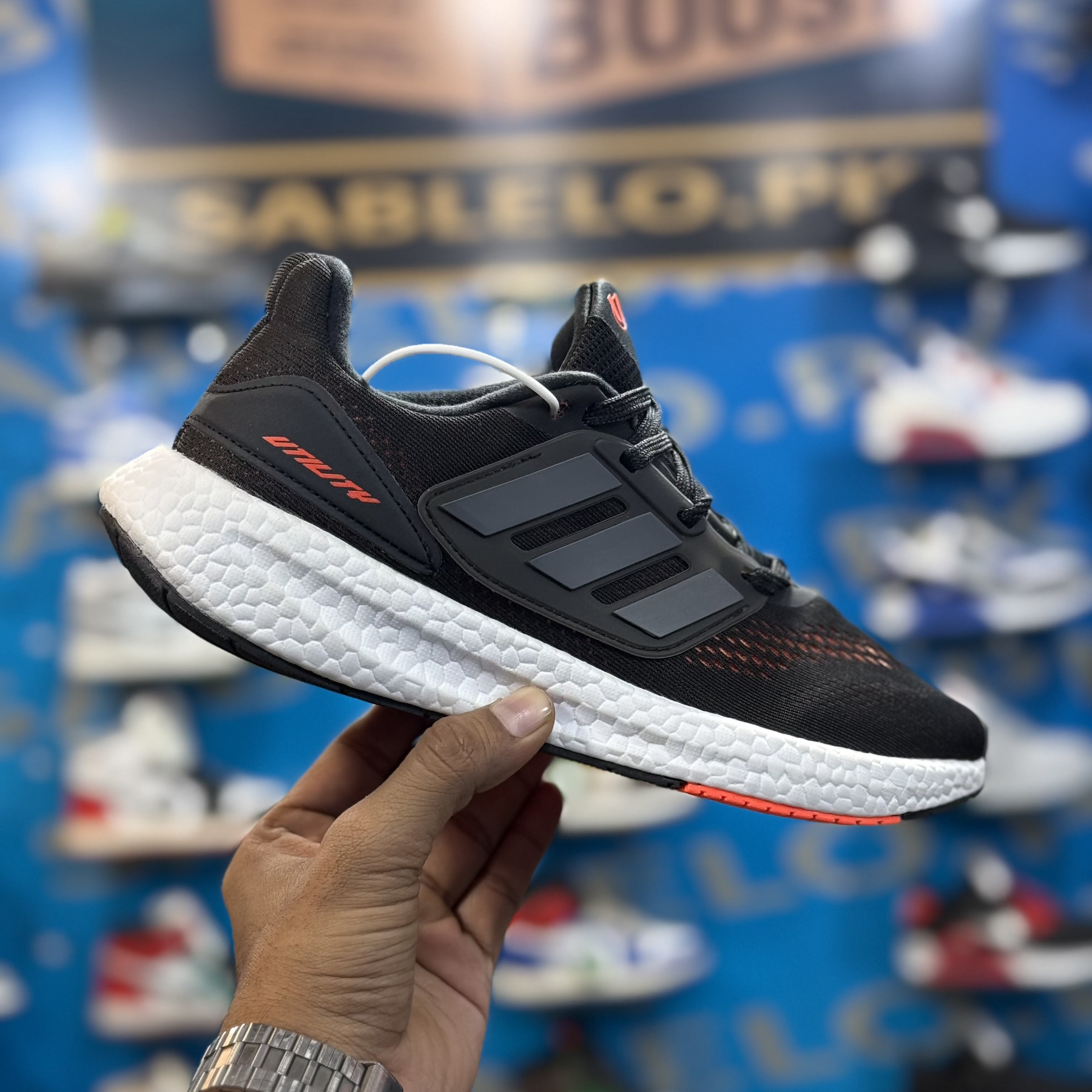 Adidas Pure Boost Black White Orange Premium Quality (Without Box)