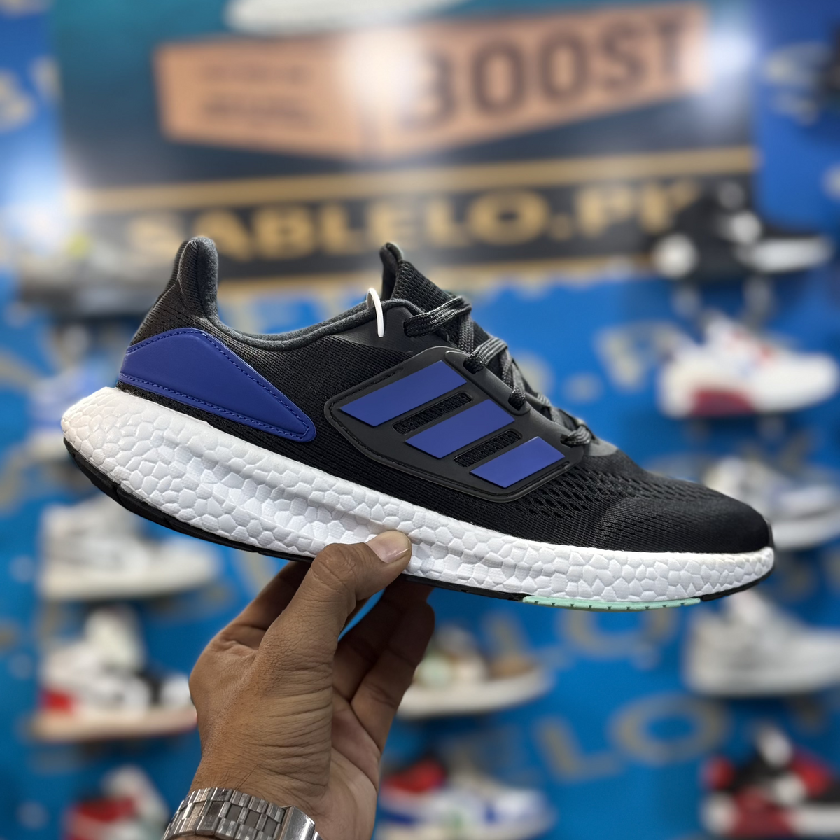 Adidas Pure Boost Black Blue White Premium Quality (Without Box)