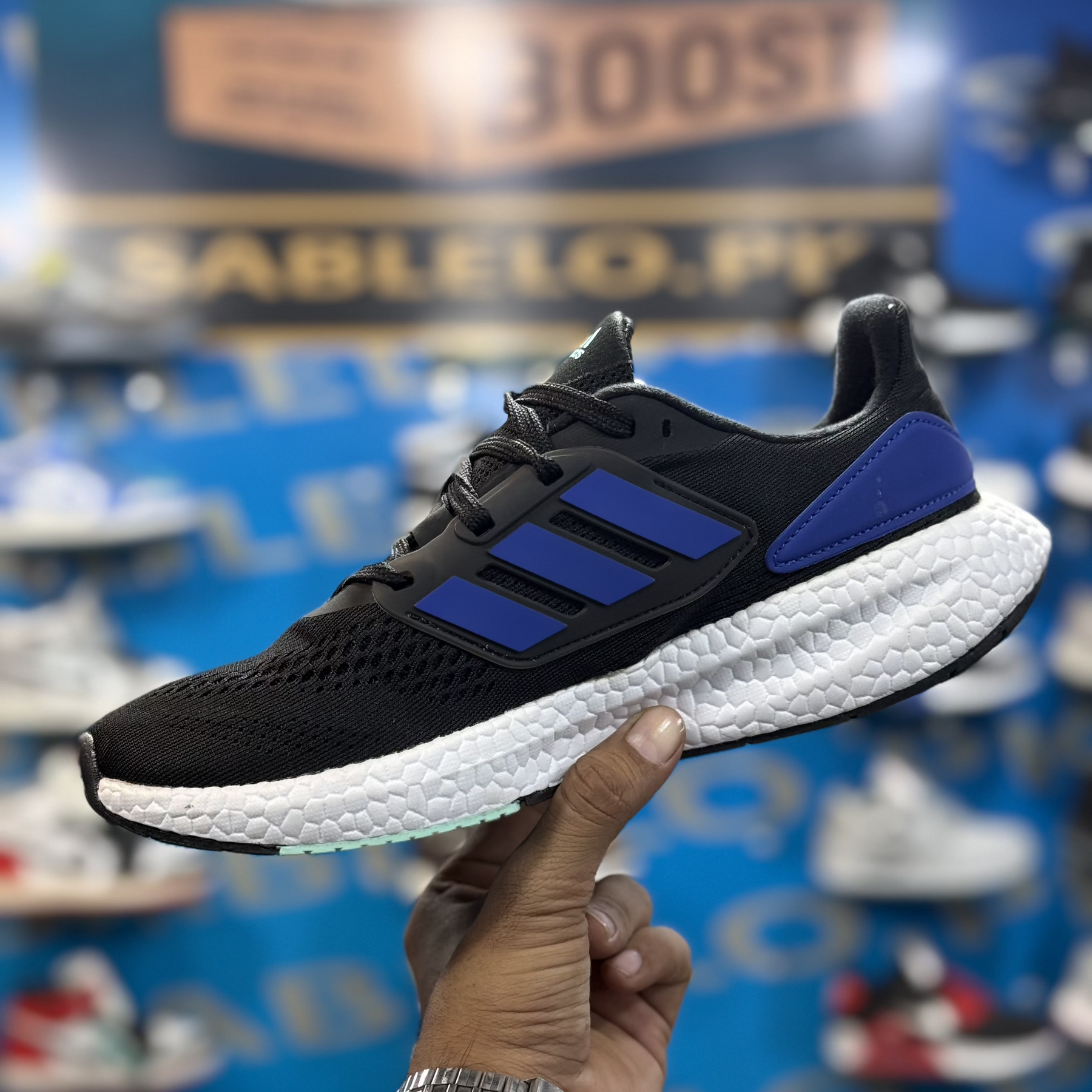 Adidas Pure Boost Black Blue White Premium Quality (Without Box)