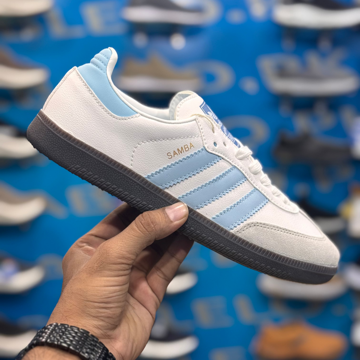 Adidas Samba White Blue Premium Quality(Dot Perfect)
