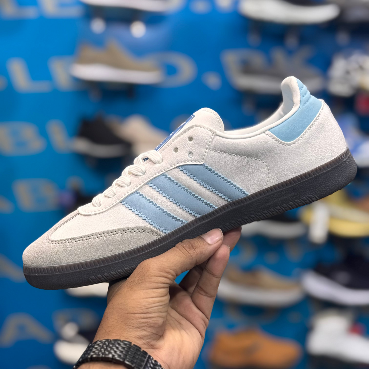 Adidas Samba White Blue Premium Quality(Dot Perfect)