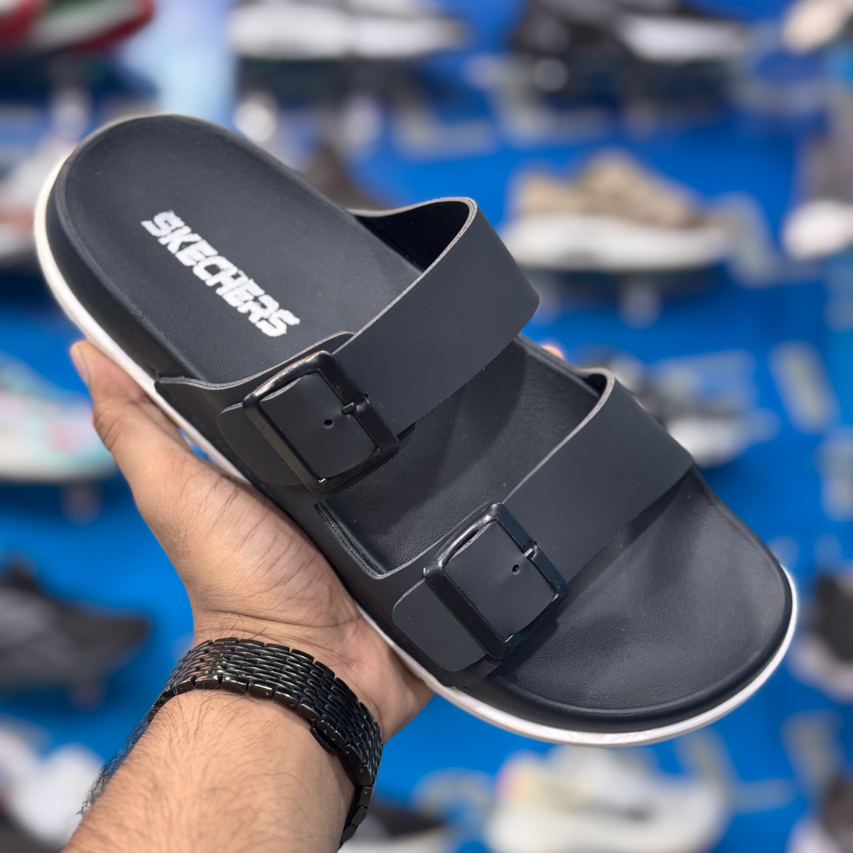 Skechers hyper burst slippers by gmc black