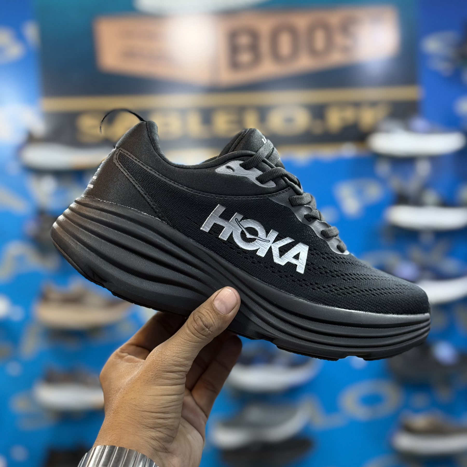 Hoka Bondi 8 Black White Premium Quality (Dot Perfect)