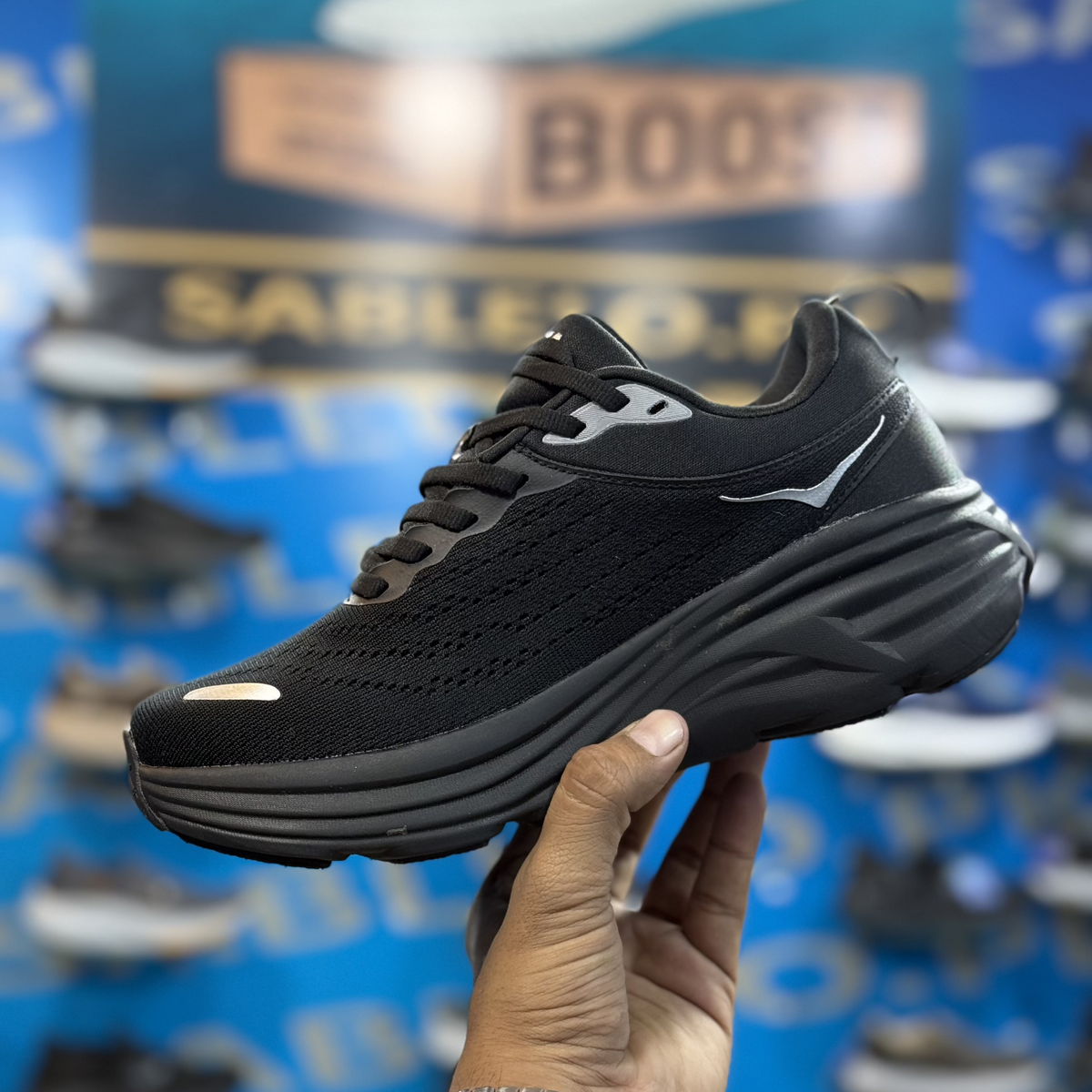 Hoka Bondi 8 Black White Premium Quality (Dot Perfect)