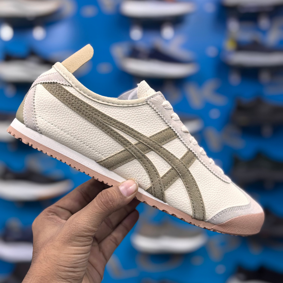 Onitsuka Tiger White Grey Brown Premium Quality (Dot PErfect)