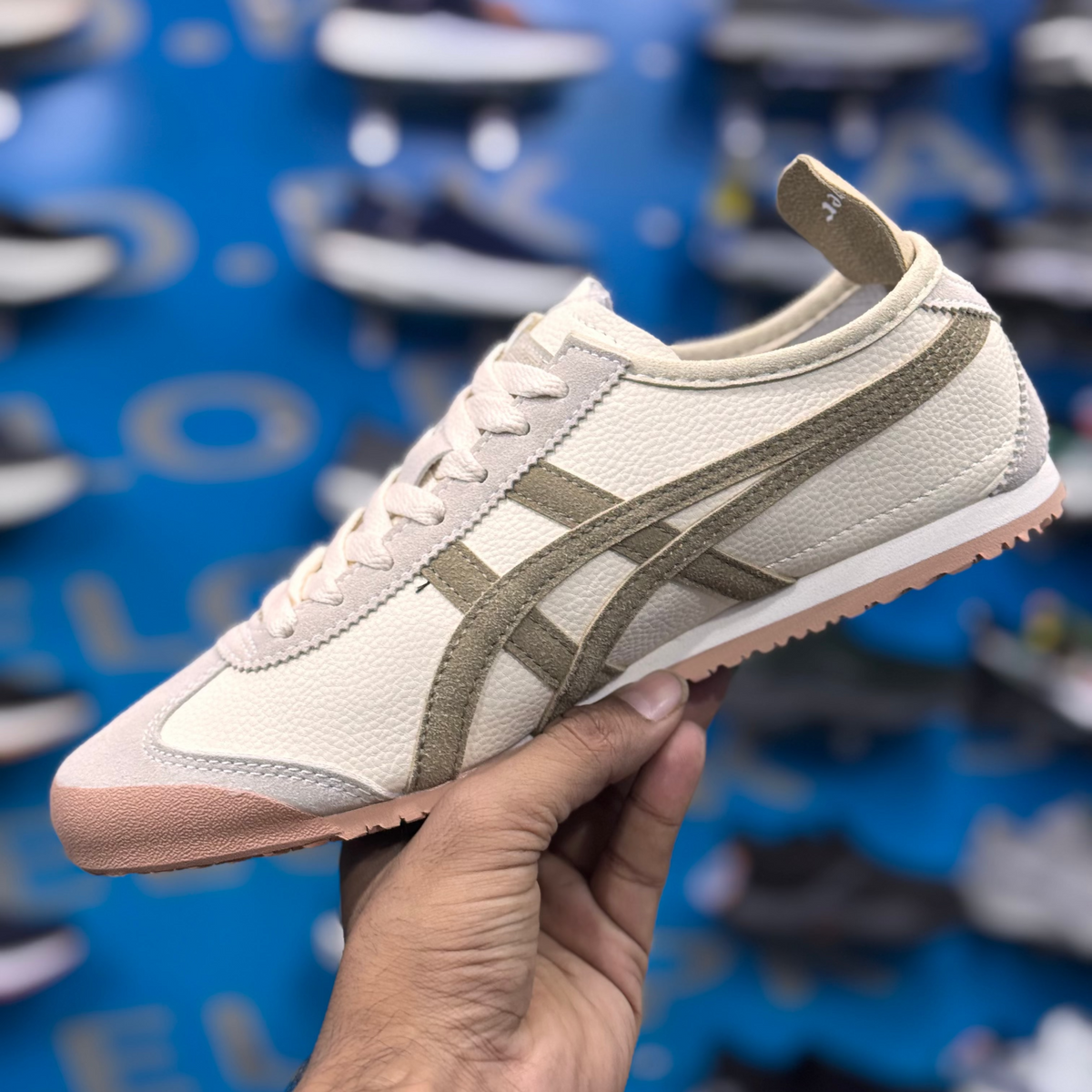 Onitsuka Tiger White Grey Brown Premium Quality (Dot PErfect)