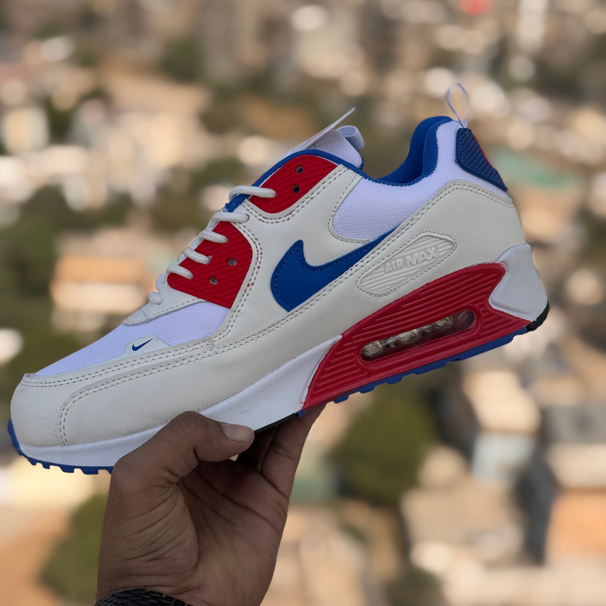 Nike Airmax 90 Premium White Blue Red