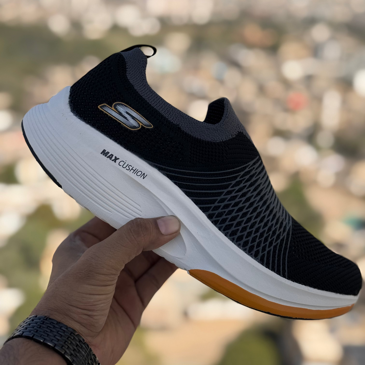 Skechers Max Cushion Black White Premium Quality