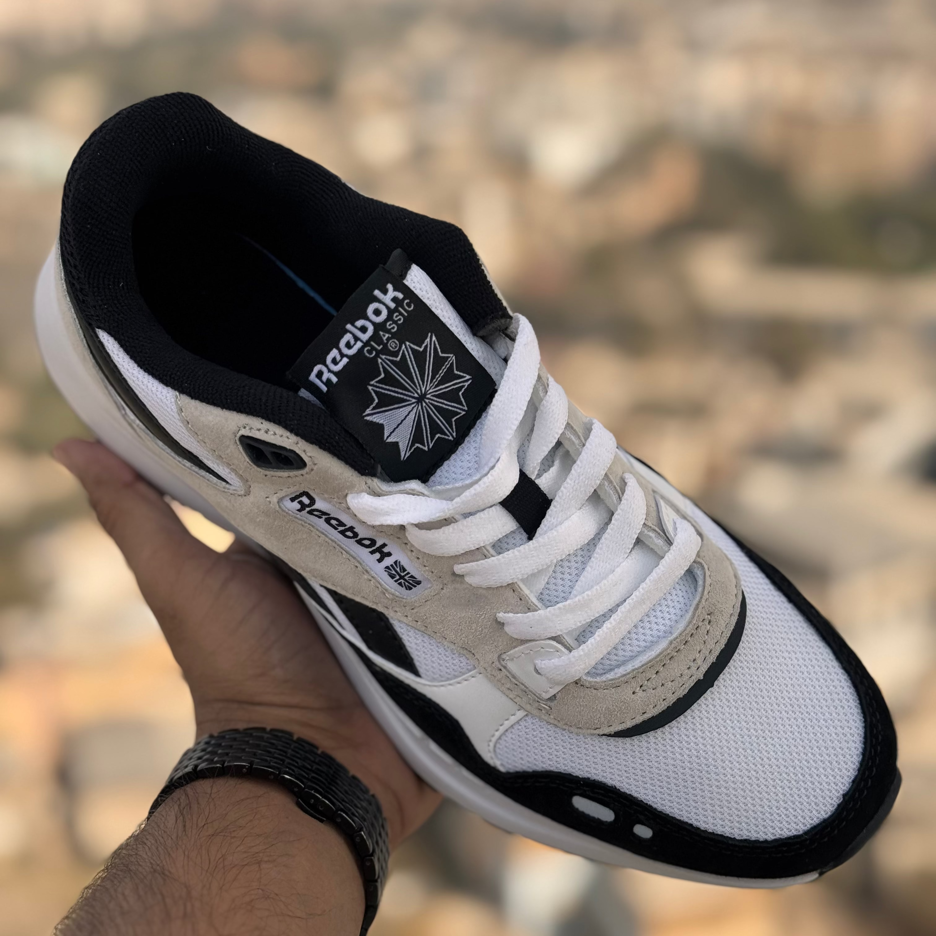 Reebok Classic Leather 2400 White Black Premium Quality (Dot Perfect)
