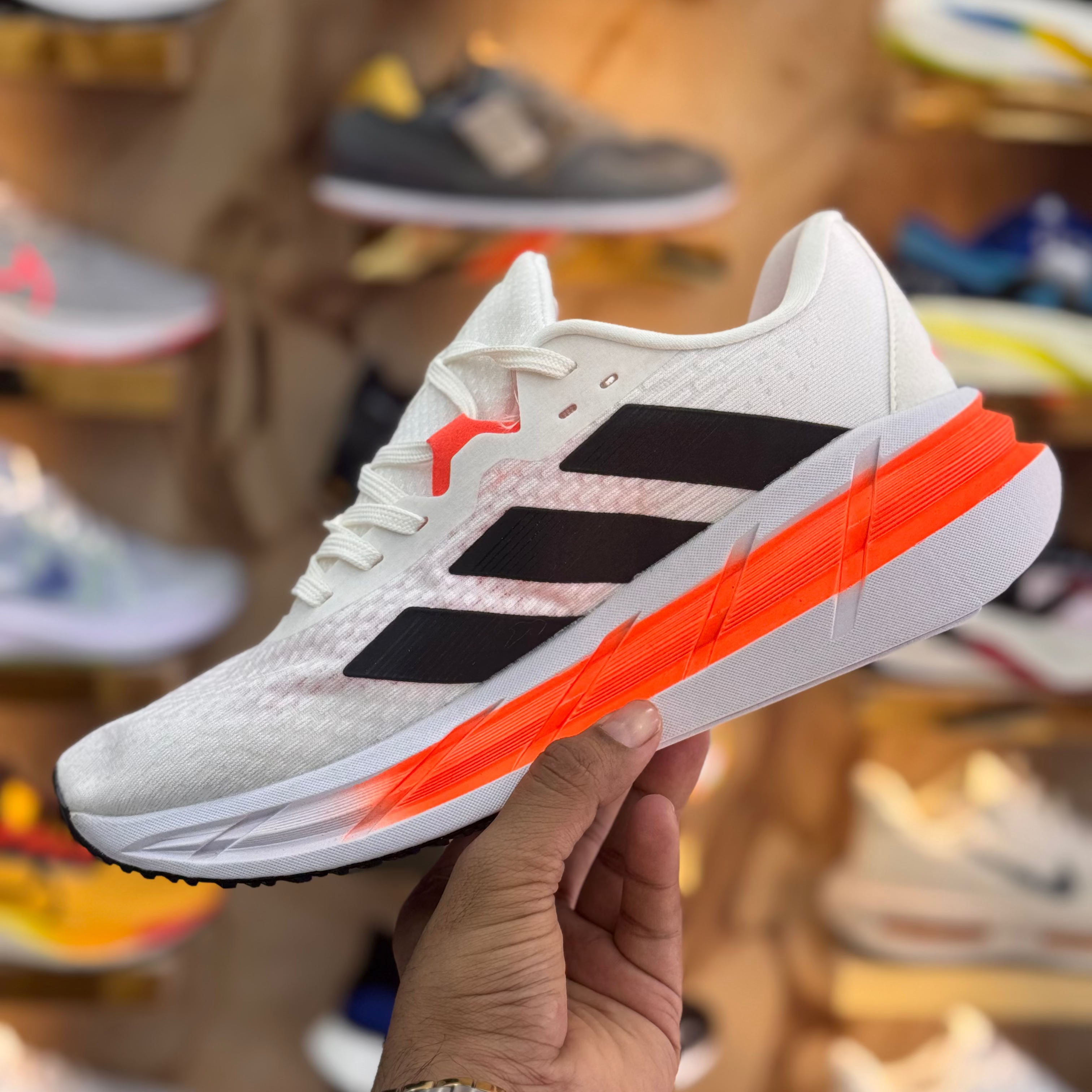 Adidas AdiStar 3 White Orange Premium Quality (Dot Perfect)