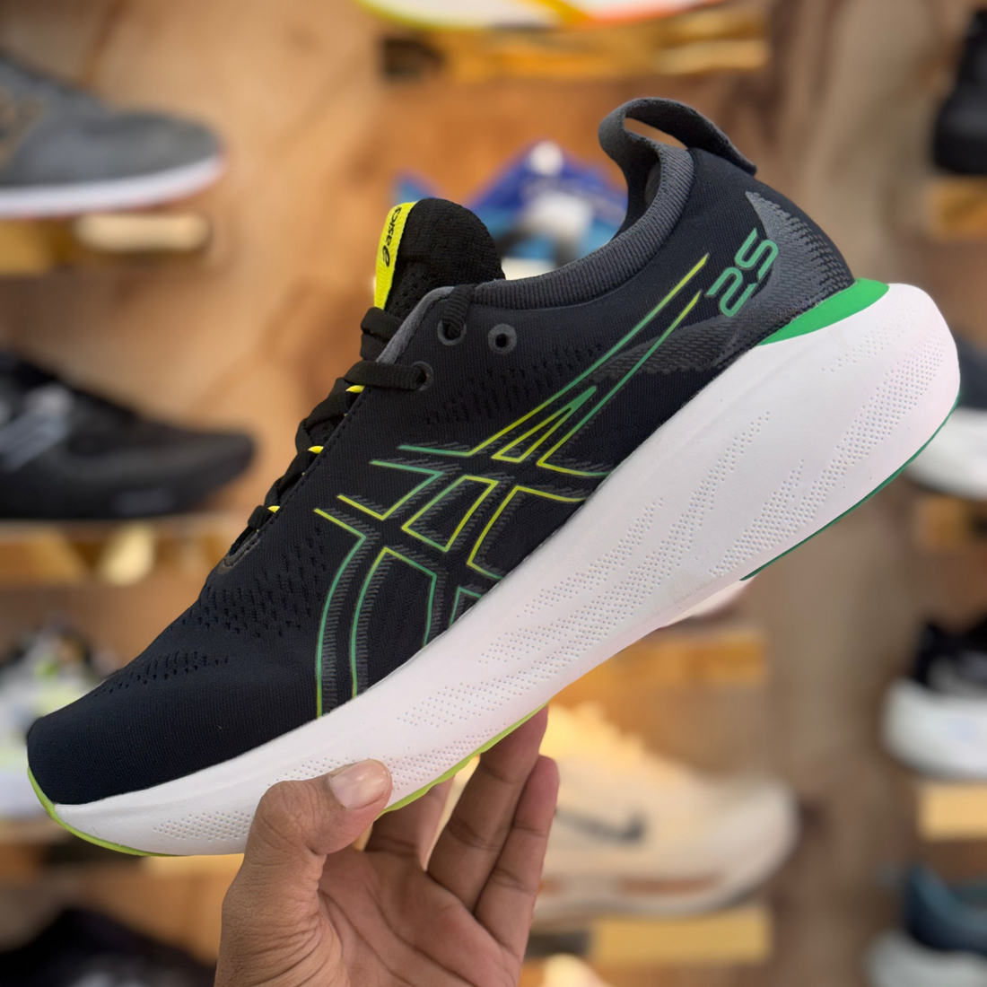 Asics - GEL-NIMBUS 25 Black Green Premium Quality (Dot Perfect)