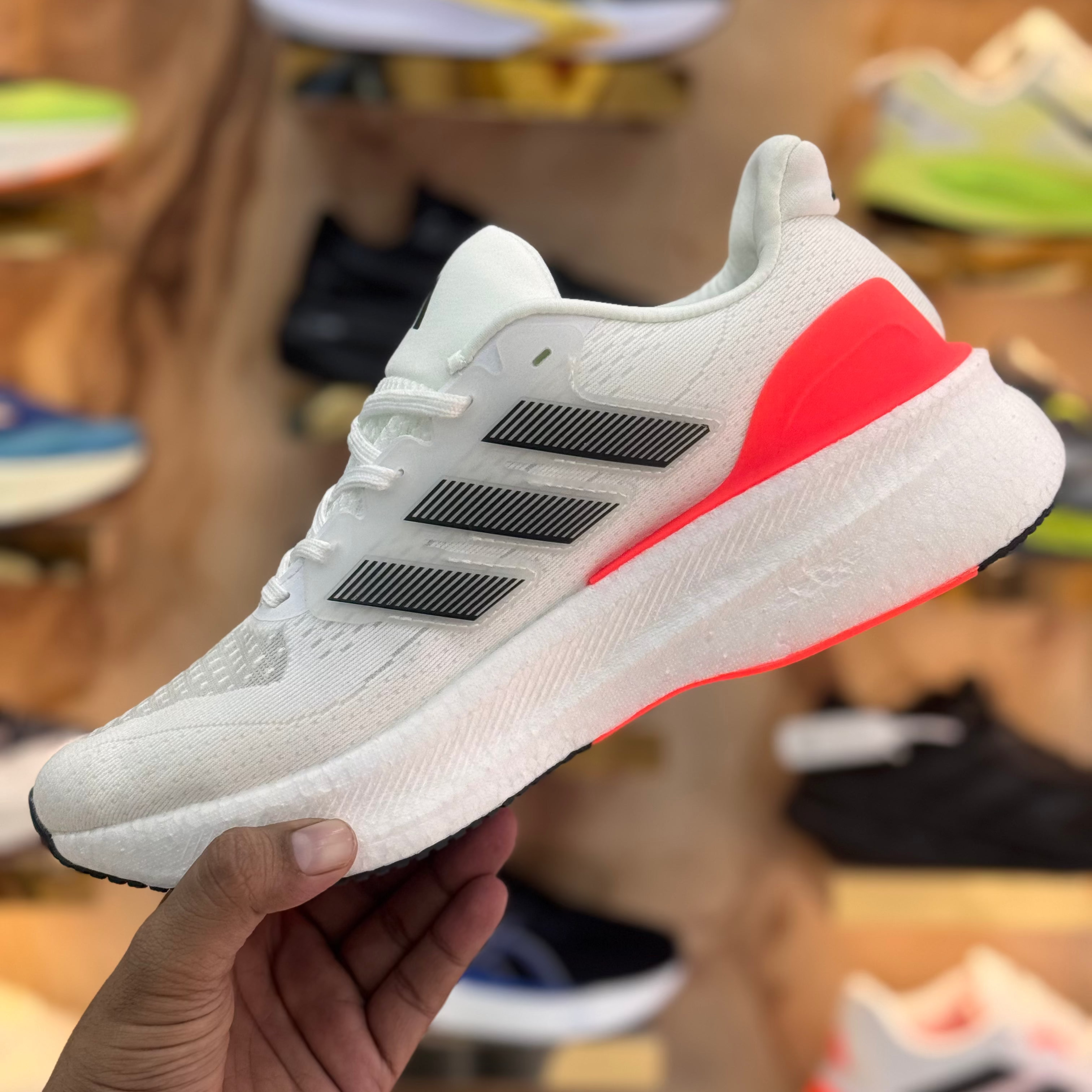 Adidas UltraRun 5 White Orange Premium Quality (Dot Perfect)
