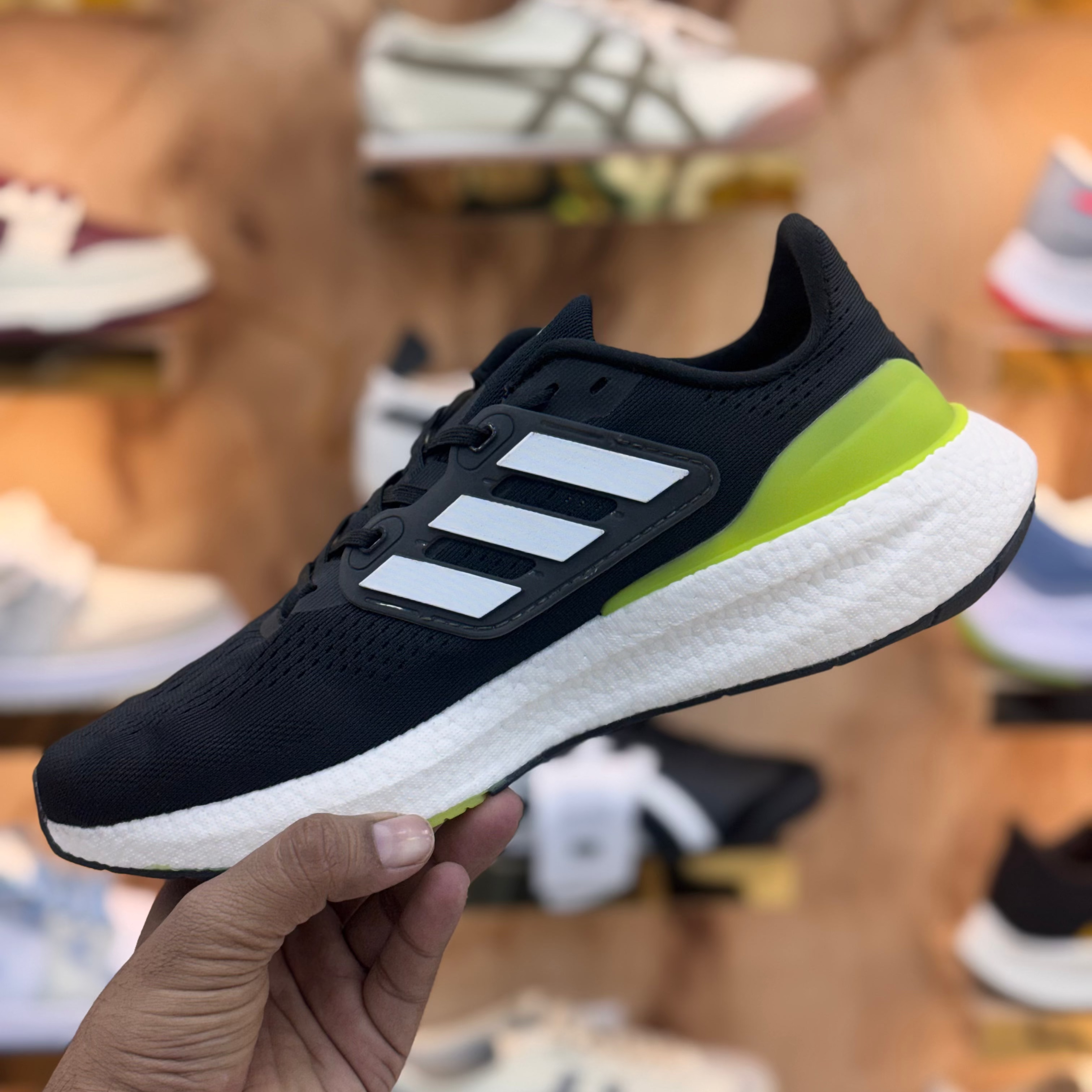 Adidas PureBoost 22 Black/Solar Yellow Premium Quality (Dot Perfect)