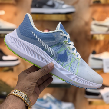Nike Zoom  Winflo 8 White Blue Premium Quality (Dot Perfect)