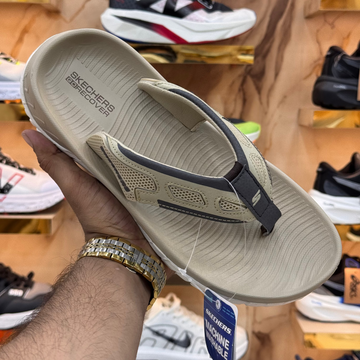 SKECHERS MEDICATED RELAX FIT Flip Flop KHAKI Premium Quality (Dot perfect)