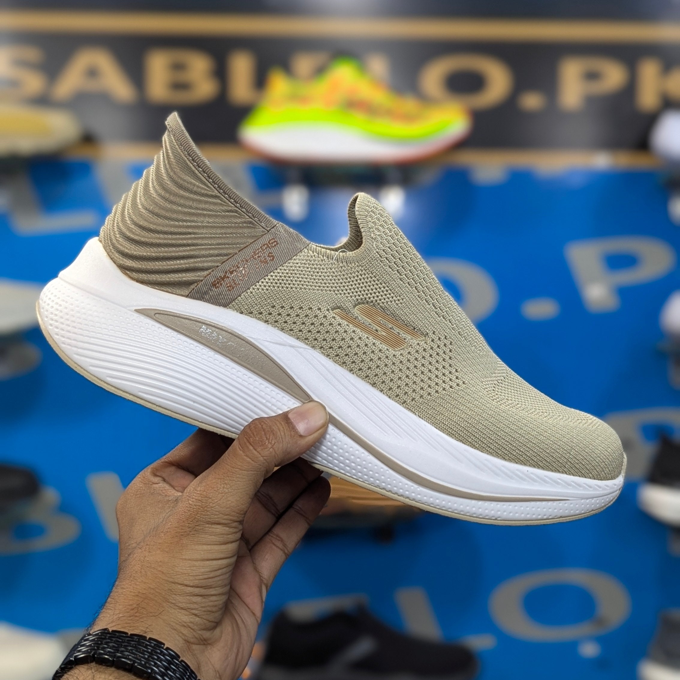 Skechers Go-walk Slip Ins Khaki Premium Quality (Dot Perfect)