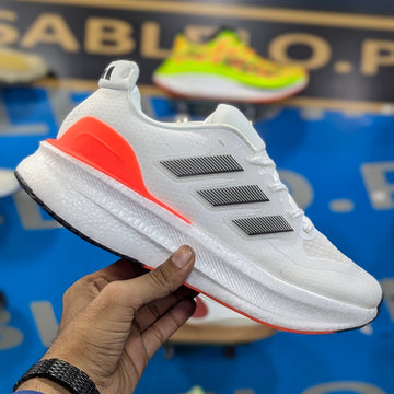 Adidas UltraRun 5 White Orange Premium Quality (Dot Perfect)