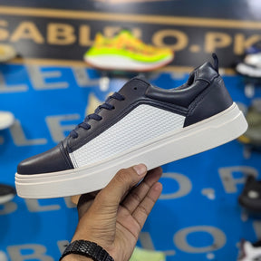 Lacosste Leather flat lace sneakers Navy duo